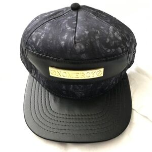 NWOT CAYLER & SONS NOMERCY 100% Cotton Snapback Cap Hat Black Faux Leather Brim